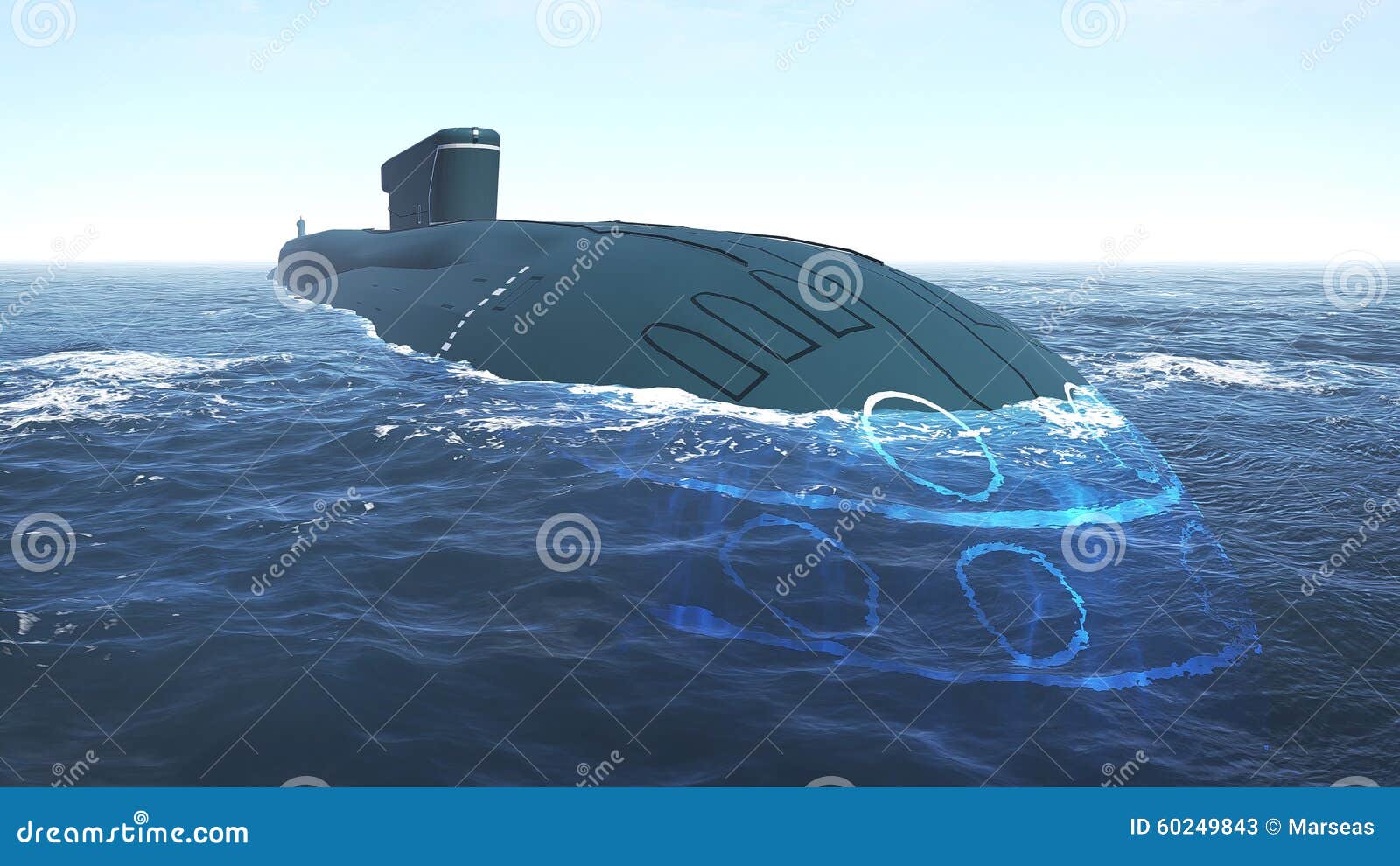 floating russian submarine close up