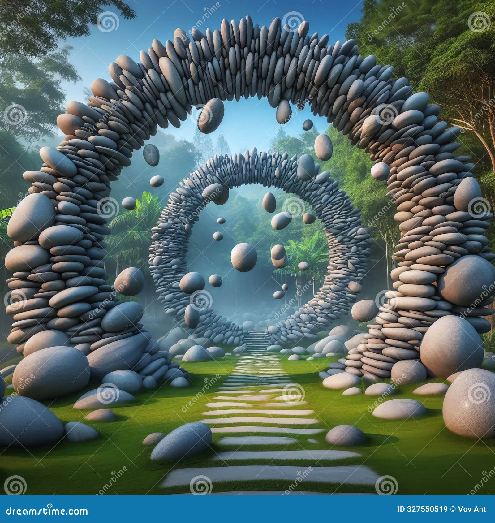 136 88. floating stone arch_ an archway sculpture made from loa