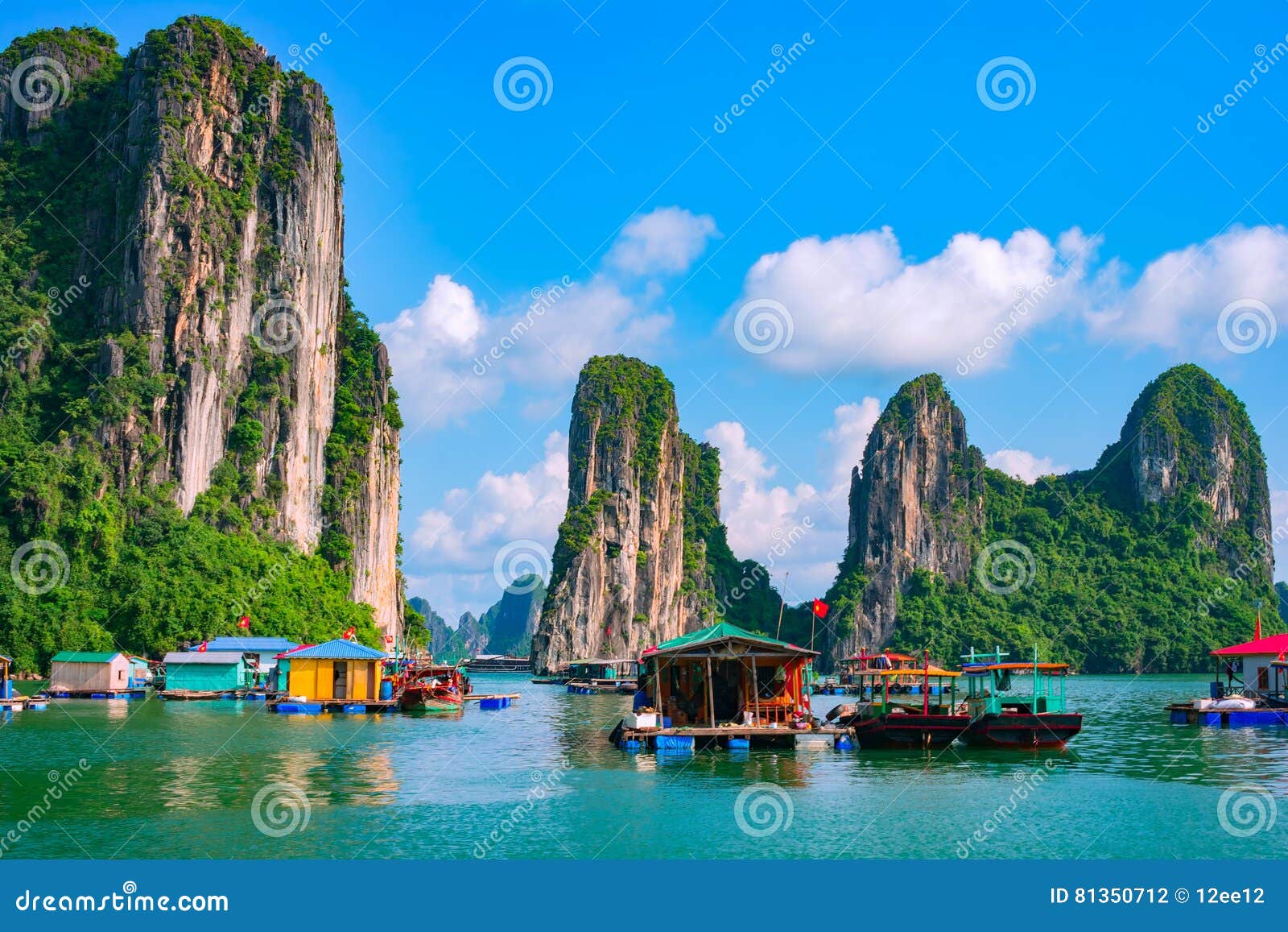 floating village, rock island, halong bay, vietnam