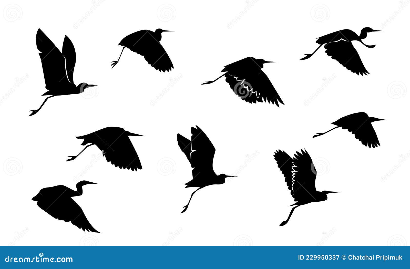 Flock of Egrets Flying Silhouette, Vector Stock Vector - Illustration ...