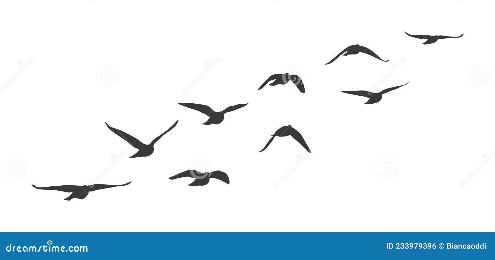 Flock of Flying Birds. Vector Silhouette Birds Clipart Stock ...