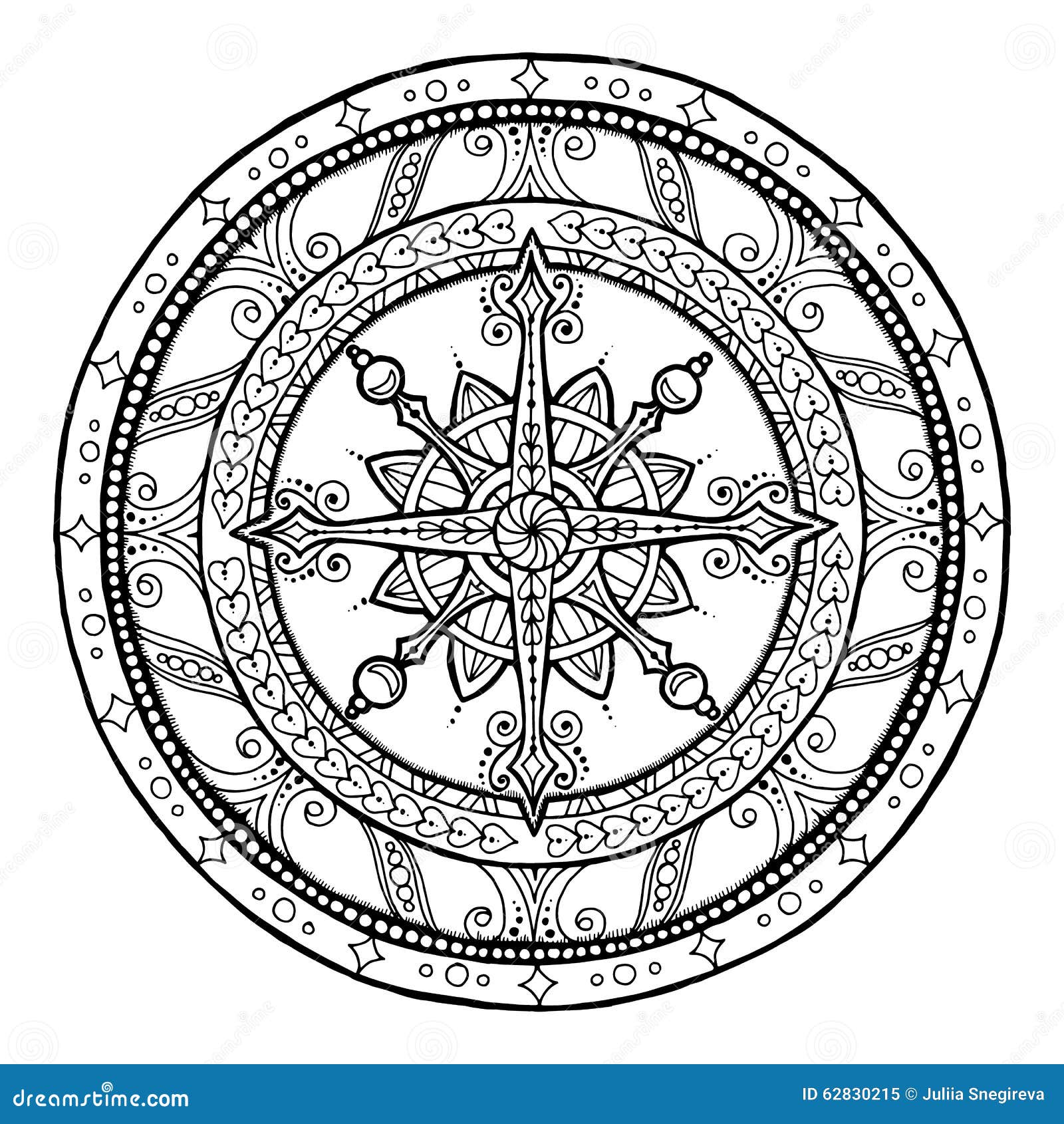 Flocon De Neige De Griffonnage Sur Le Mandala Ethnique De No l Libre de droits