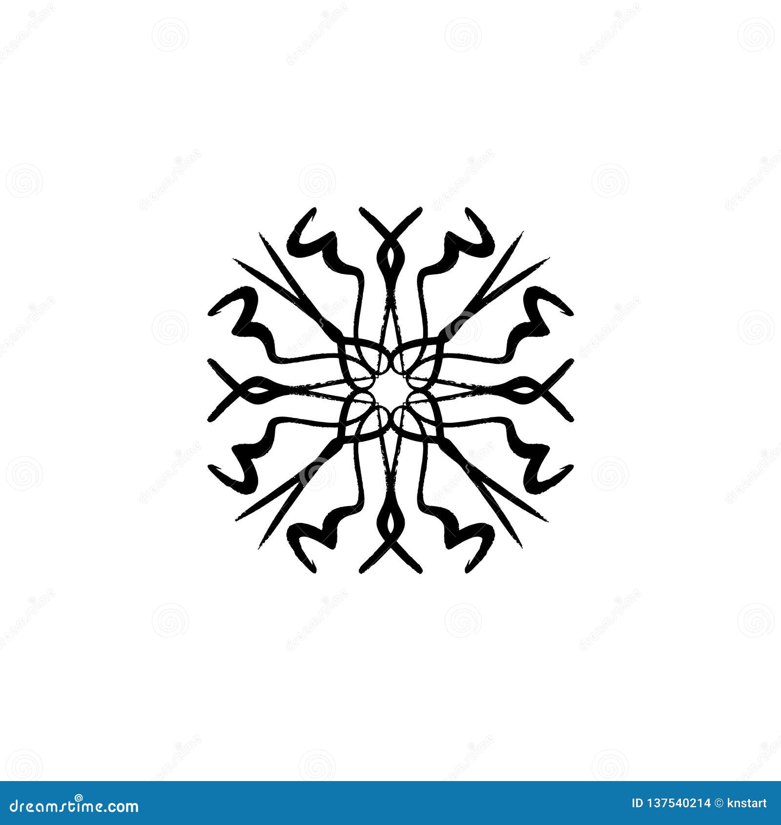 Flocon De Neige De Vecteur Dessin Stylisé Dencre Peinture