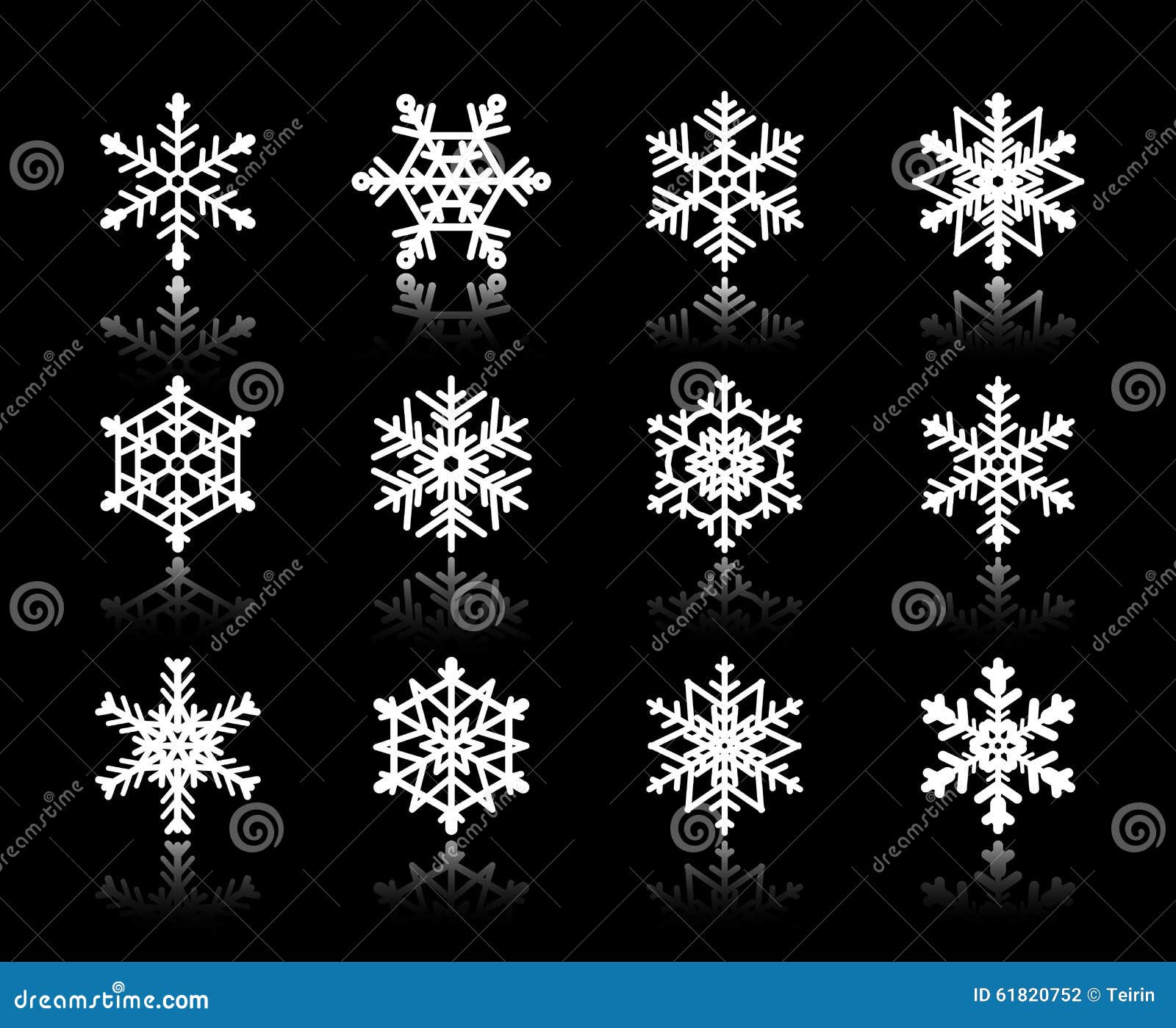 Flocon De Neige Dessin Noir Et Blanc Flocons De Neige Blancs Sur Le Fond Noir Illustration de Vecteur - Illustration du salutations, fleuri: 61820752