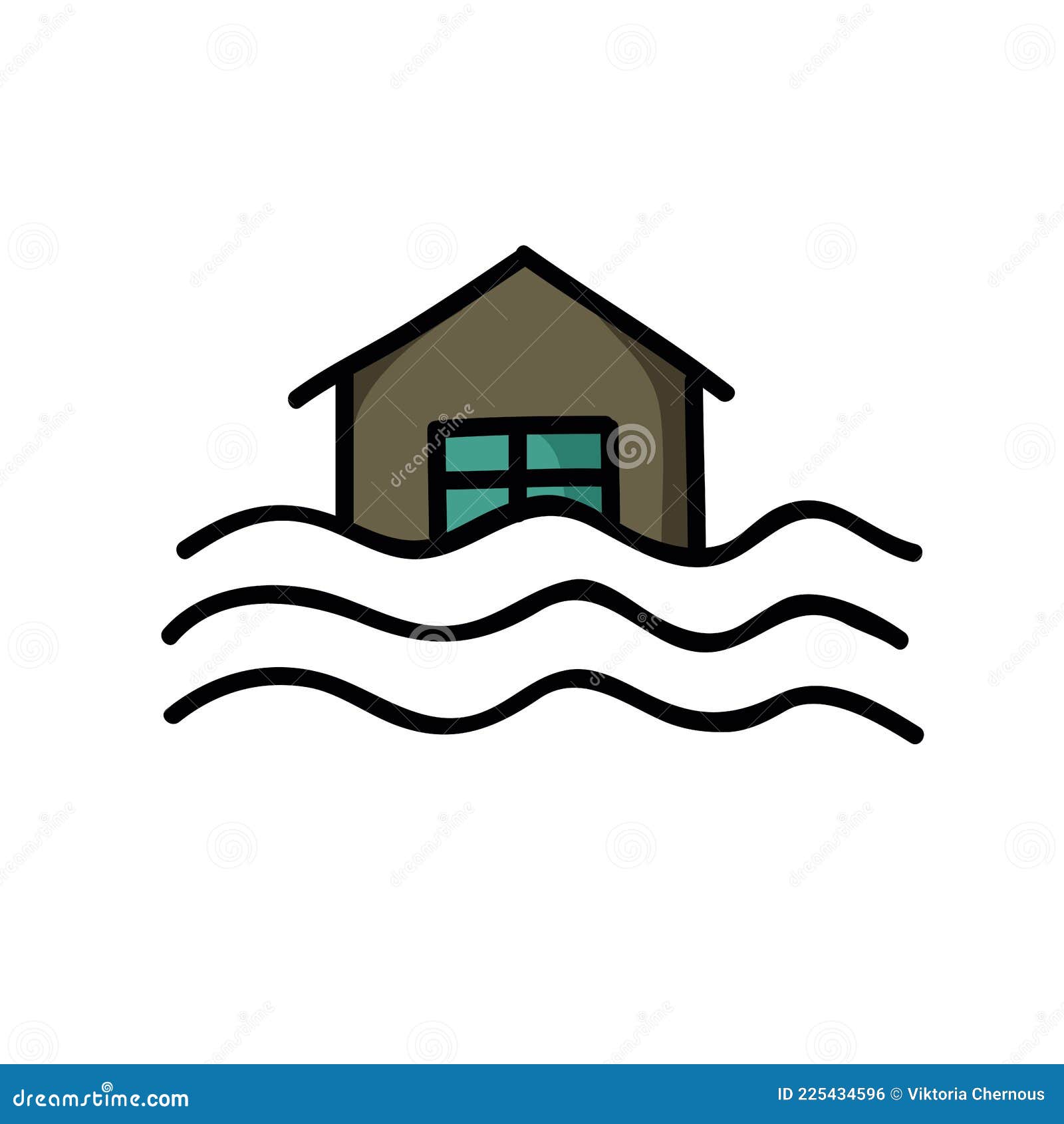 Flood, Home Flooding Doodle Icon, Vector Color Line Illustration Stock ...