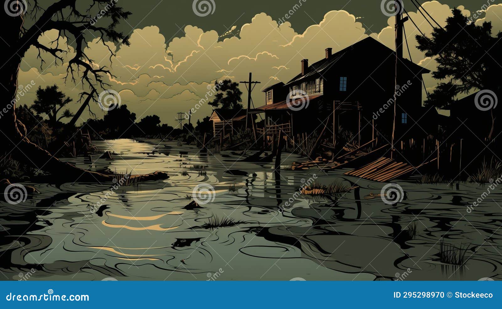 flood: a hyper-detailed sovietwave  with intense color saturation