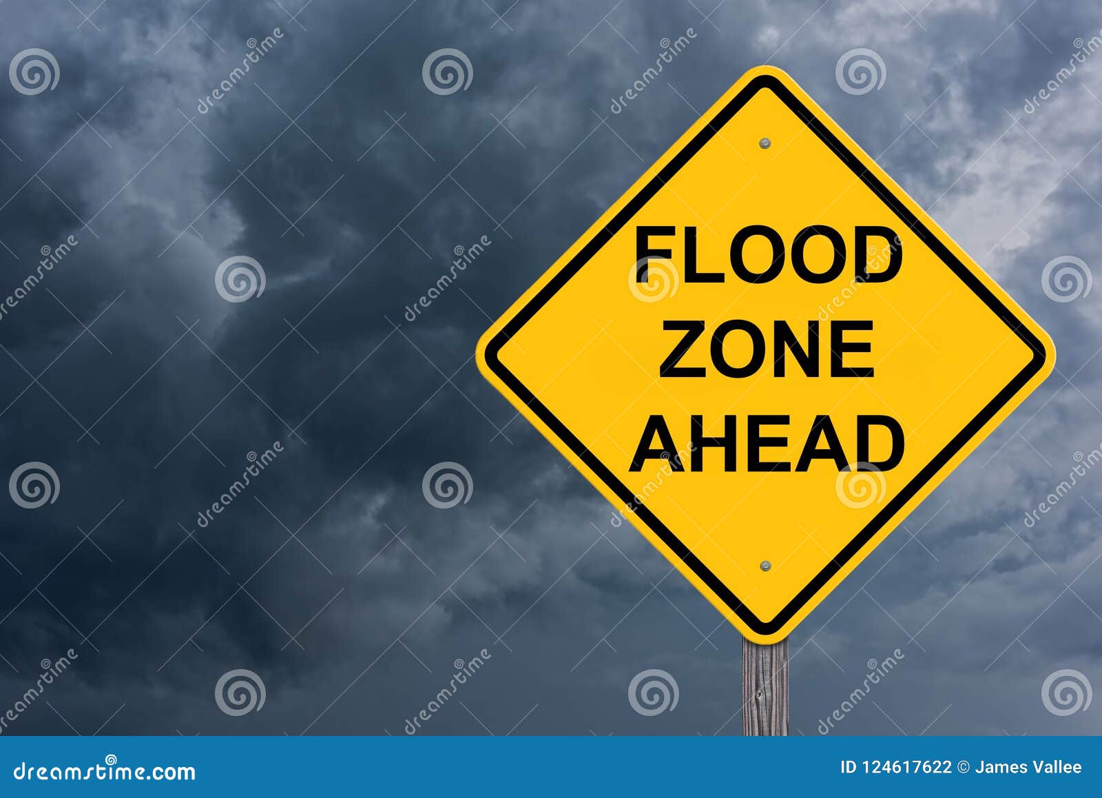 flood zone ahead caution sign