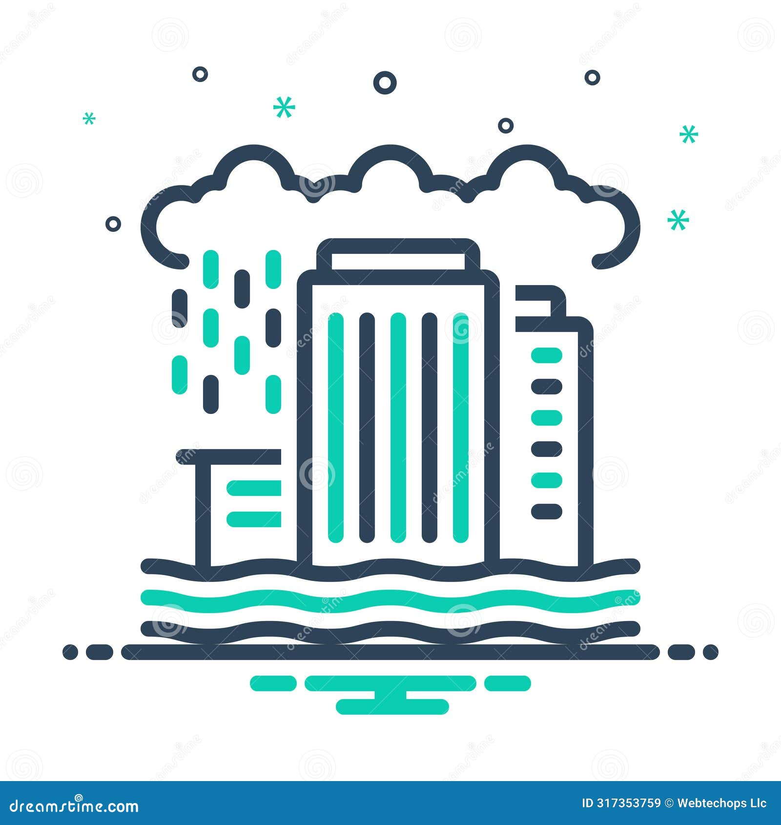 mix icon for flooding, deluge and flood
