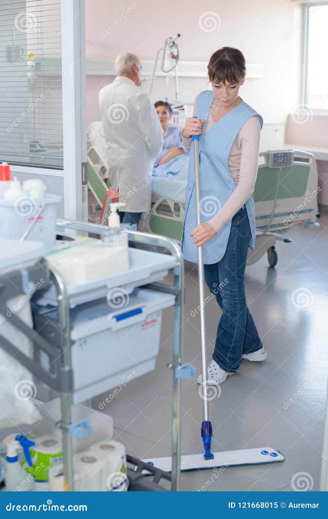 Floor Care And Cleaning Services With Washing Machine In Supermarket