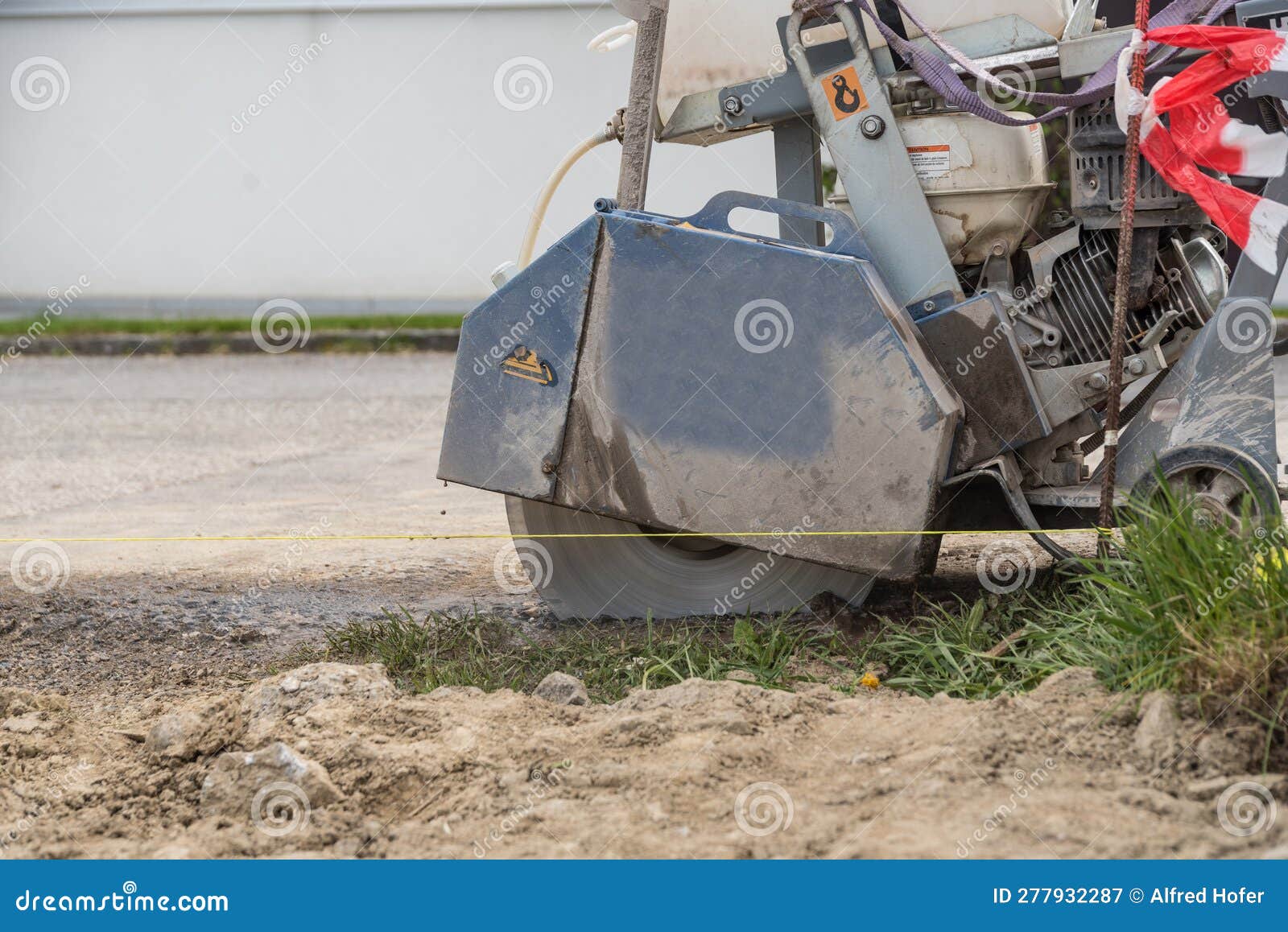 Floor Cutter with Diamond Blade on Construction Site Stock Image