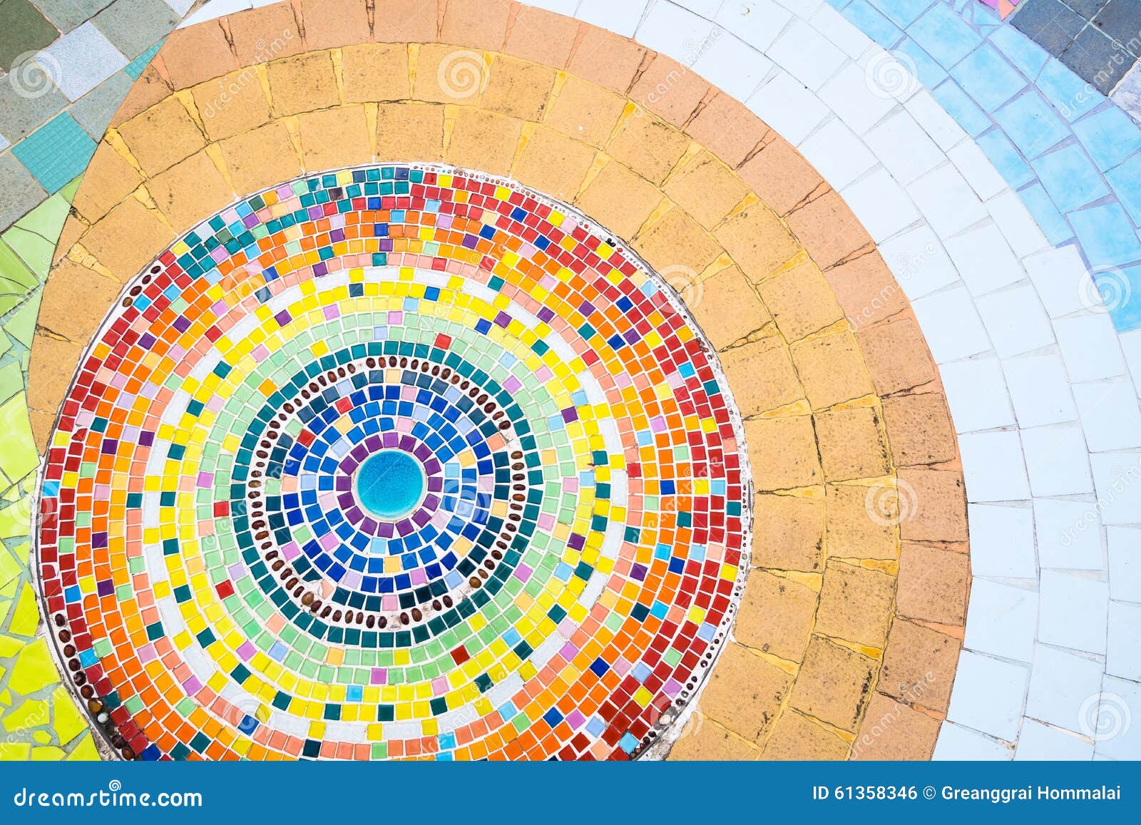 Floor Decoration with Mosaic and Ceramic Tiles Stock Photo - Image of ...