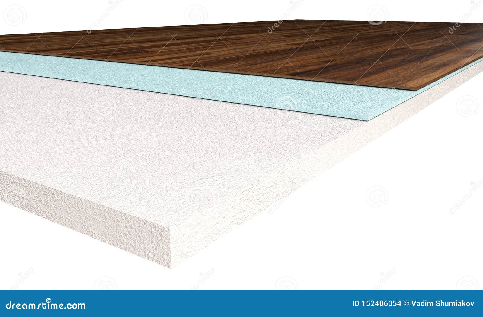 Floor Layers Piece Of Linoleum Floor 3d Render Stock