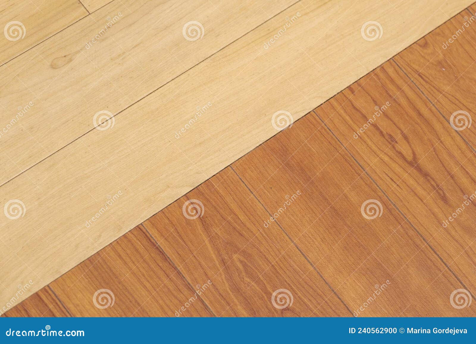 Floor Pattern. Combination of Yellow and Brown Laminate. Interior in