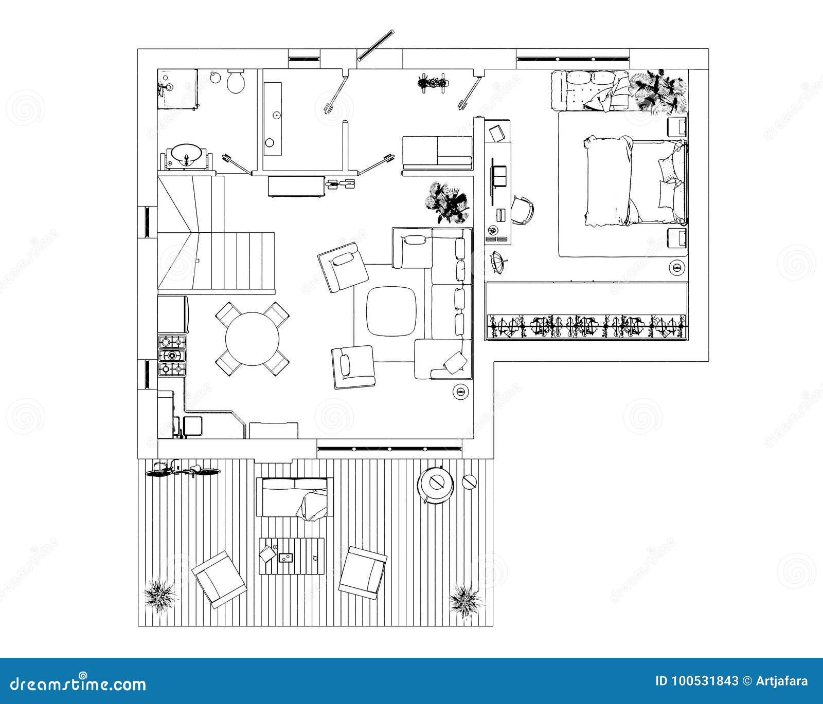 Floor Plan Sketch Stock Illustration Illustration Of Property