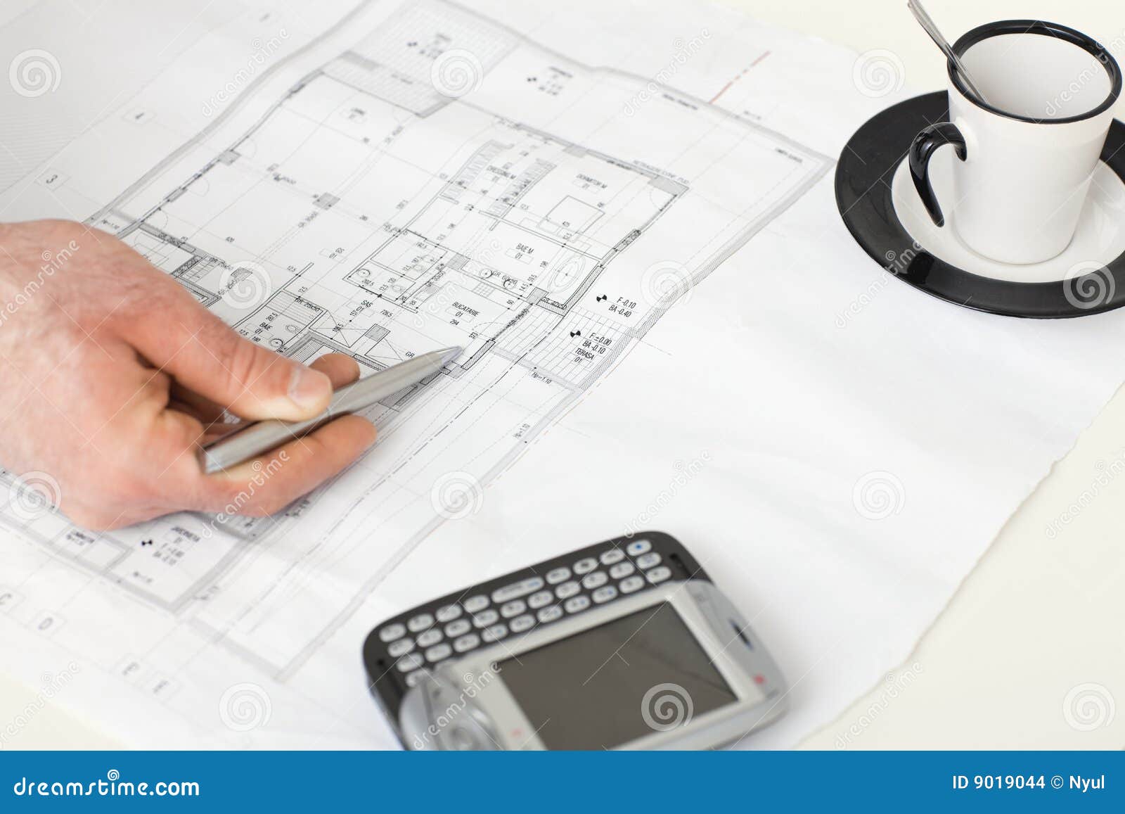 Floor Plan on Architect S Desk Stock Photo Image of designer
