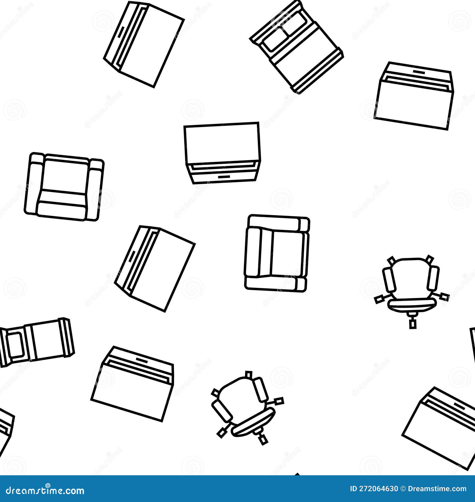 Floor Plan Interior Furniture Vector Seamless Pattern Stock Vector