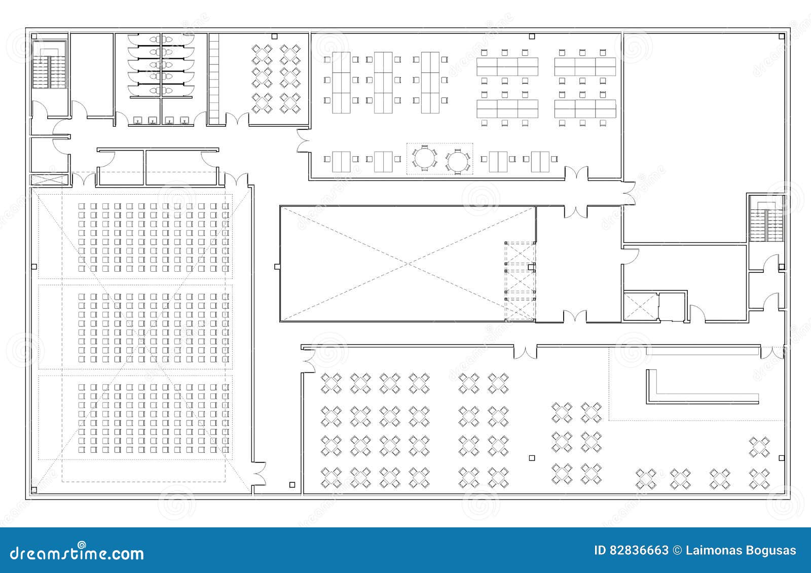 Floor Plan Of The Office Building Stock Illustration