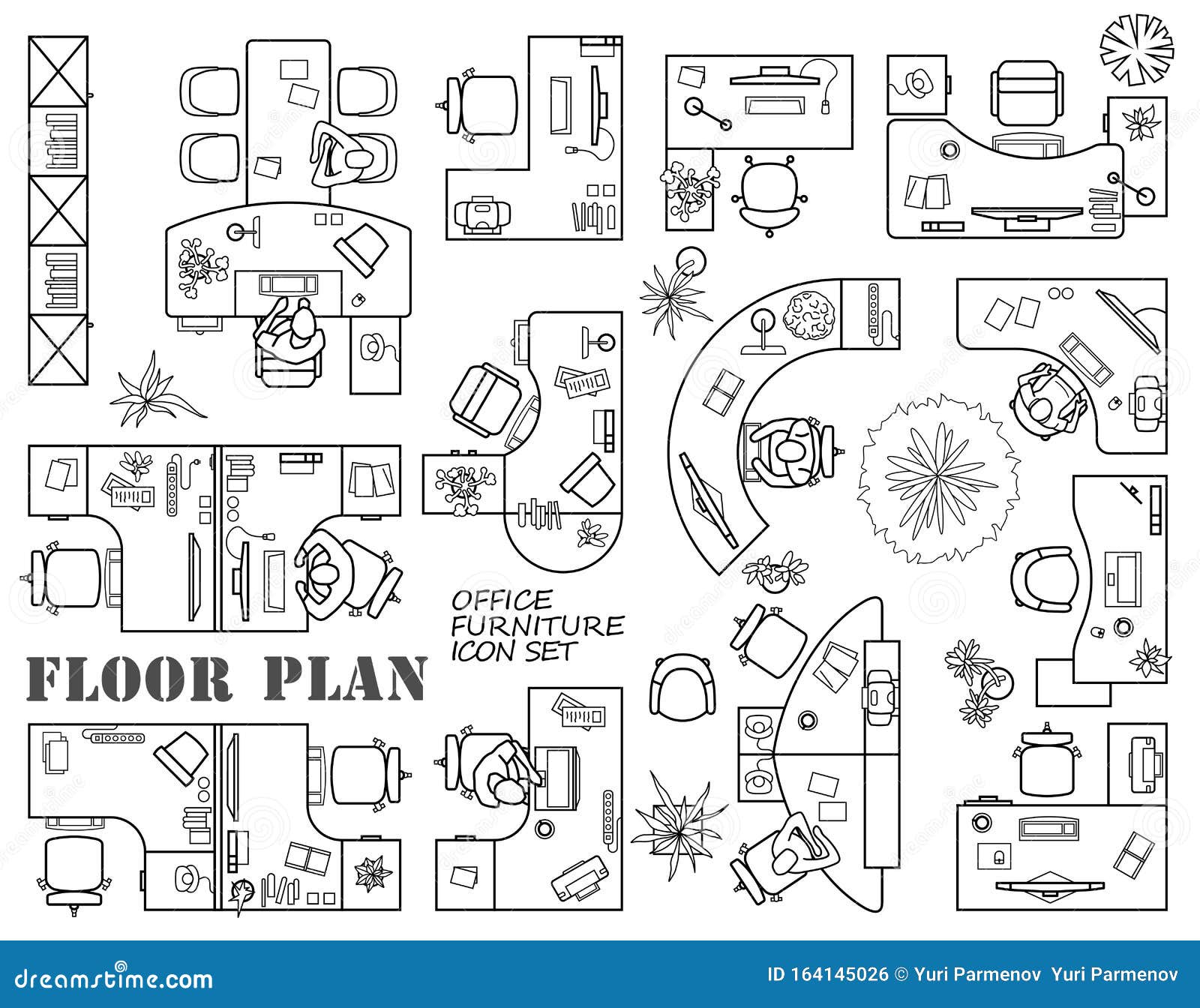 Floor Plan Of Office Or Cabinet In Top View Modular System Of