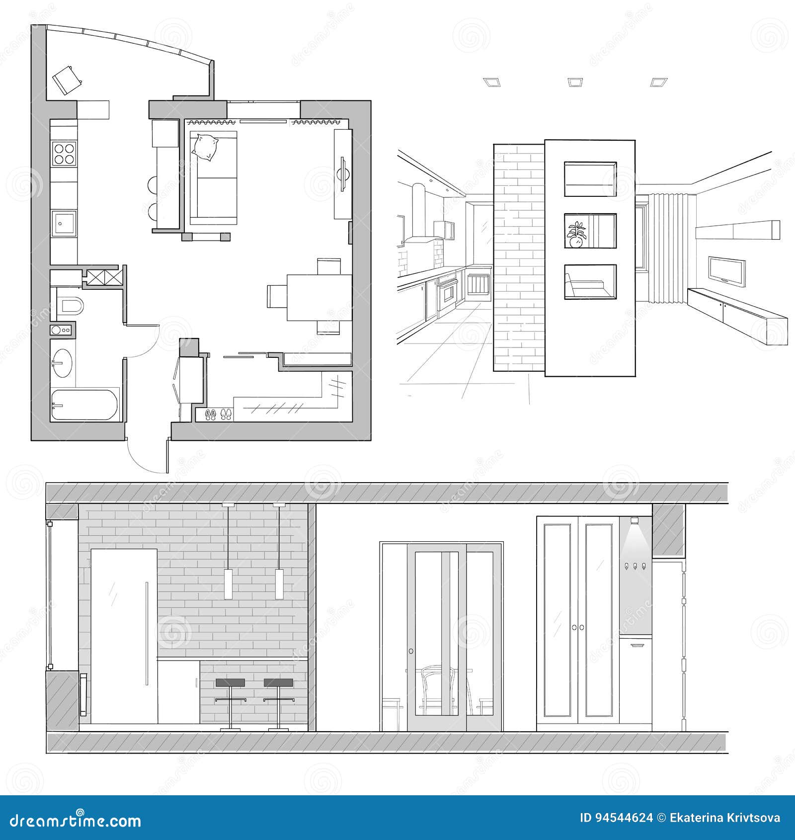 Floor Plan And Room Sketch Stock Illustration Illustration Of