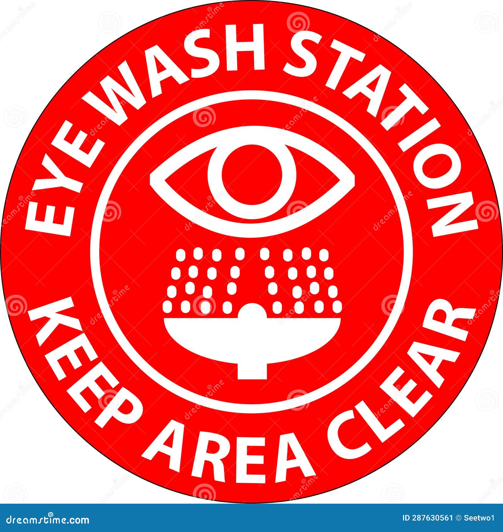 Floor Sign Eye Wash Station Keep Area Clear Stock Vector Illustration of location, cleaning