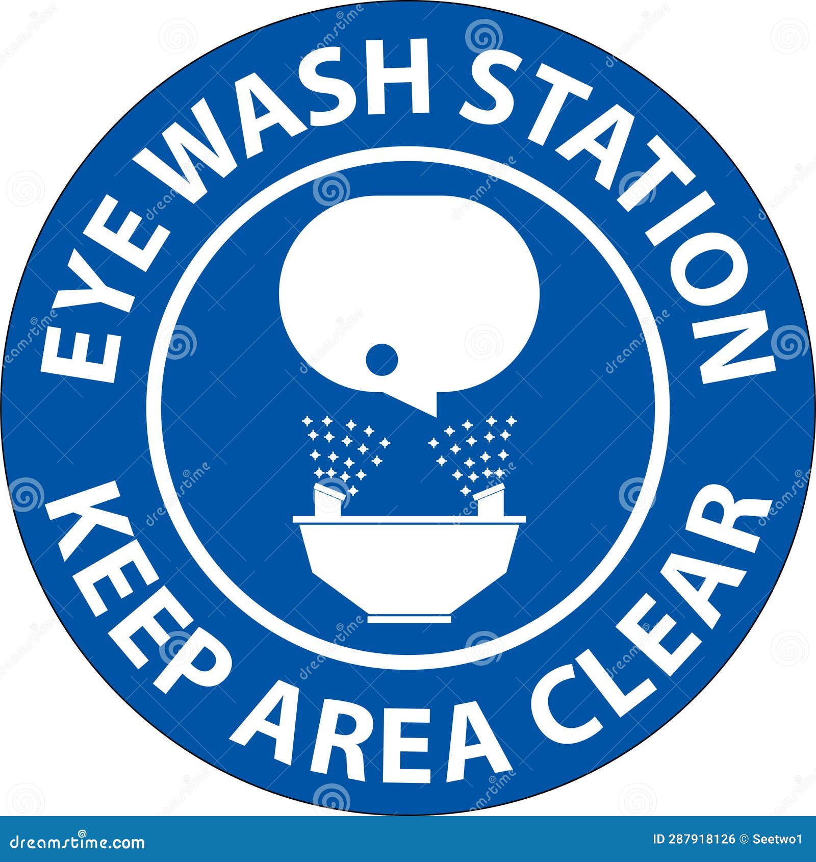 Floor Sign Eye Wash Station Keep Area Clear Stock Vector