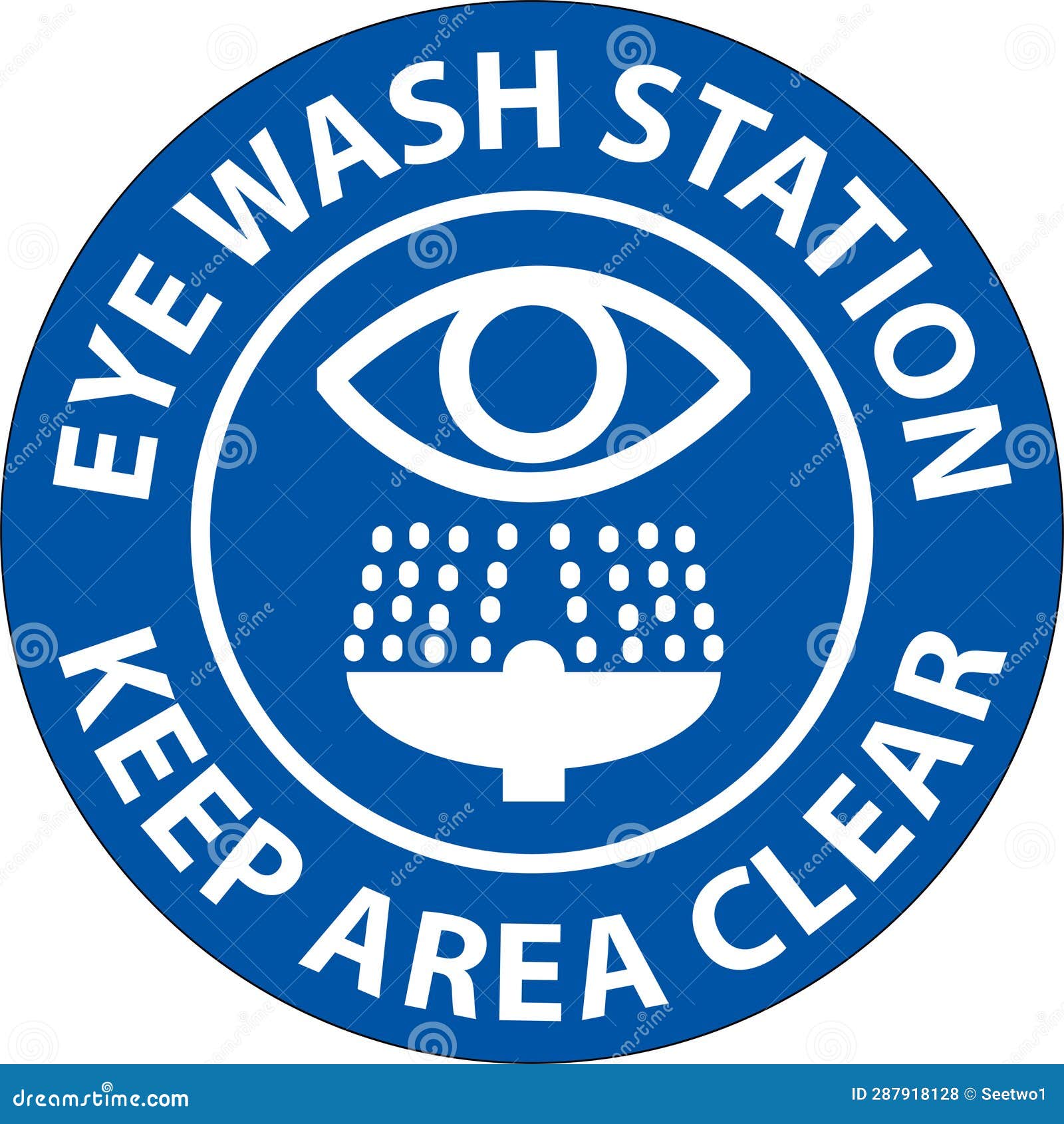 Floor Sign Eye Wash Station Keep Area Clear Stock Vector