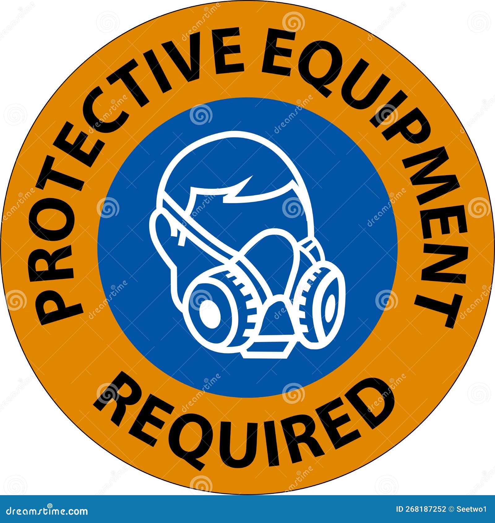 Floor Sign, Protective Equipment Required Stock Vector Illustration