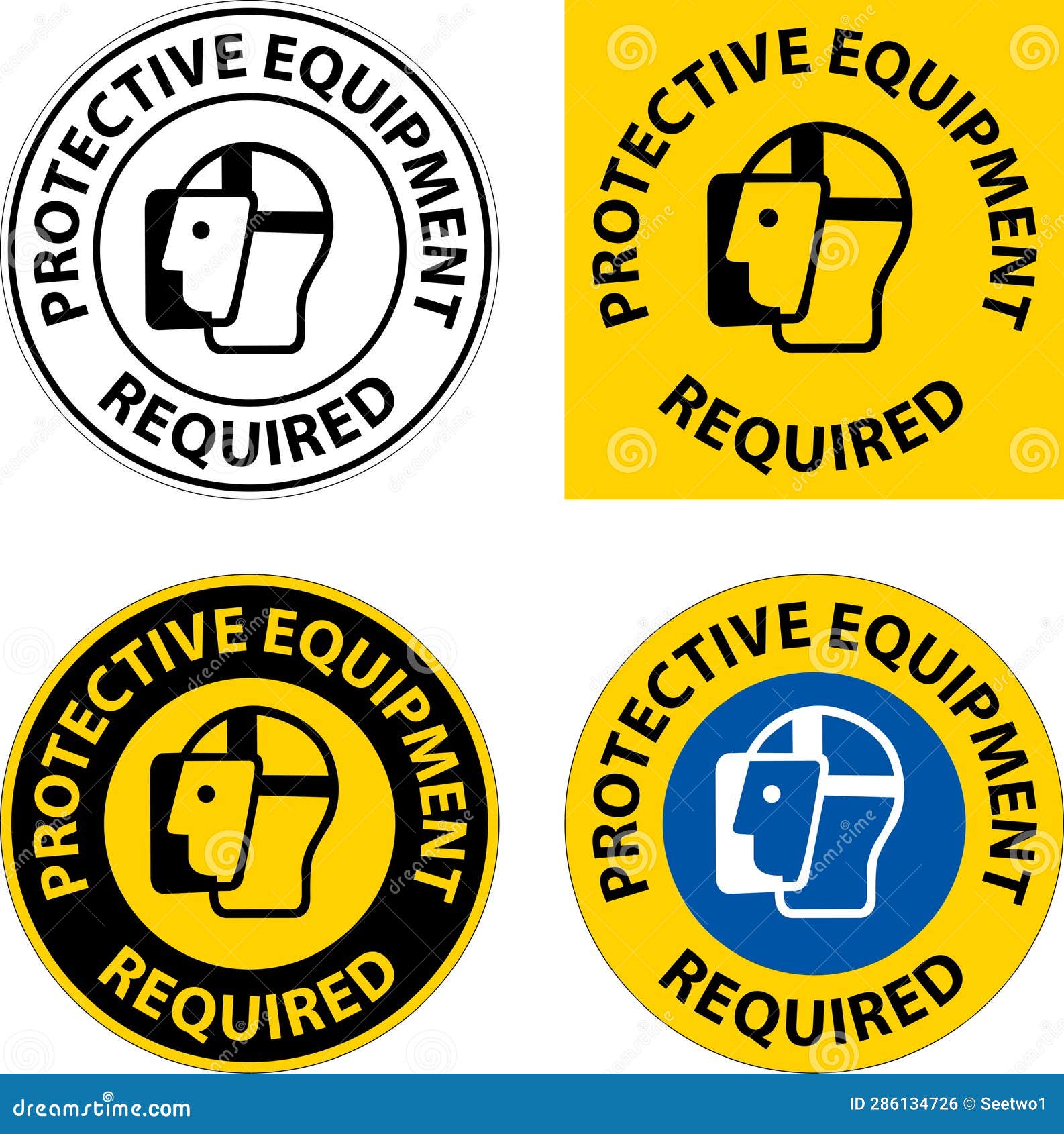 Floor Sign, Protective Equipment Required Stock Vector Illustration