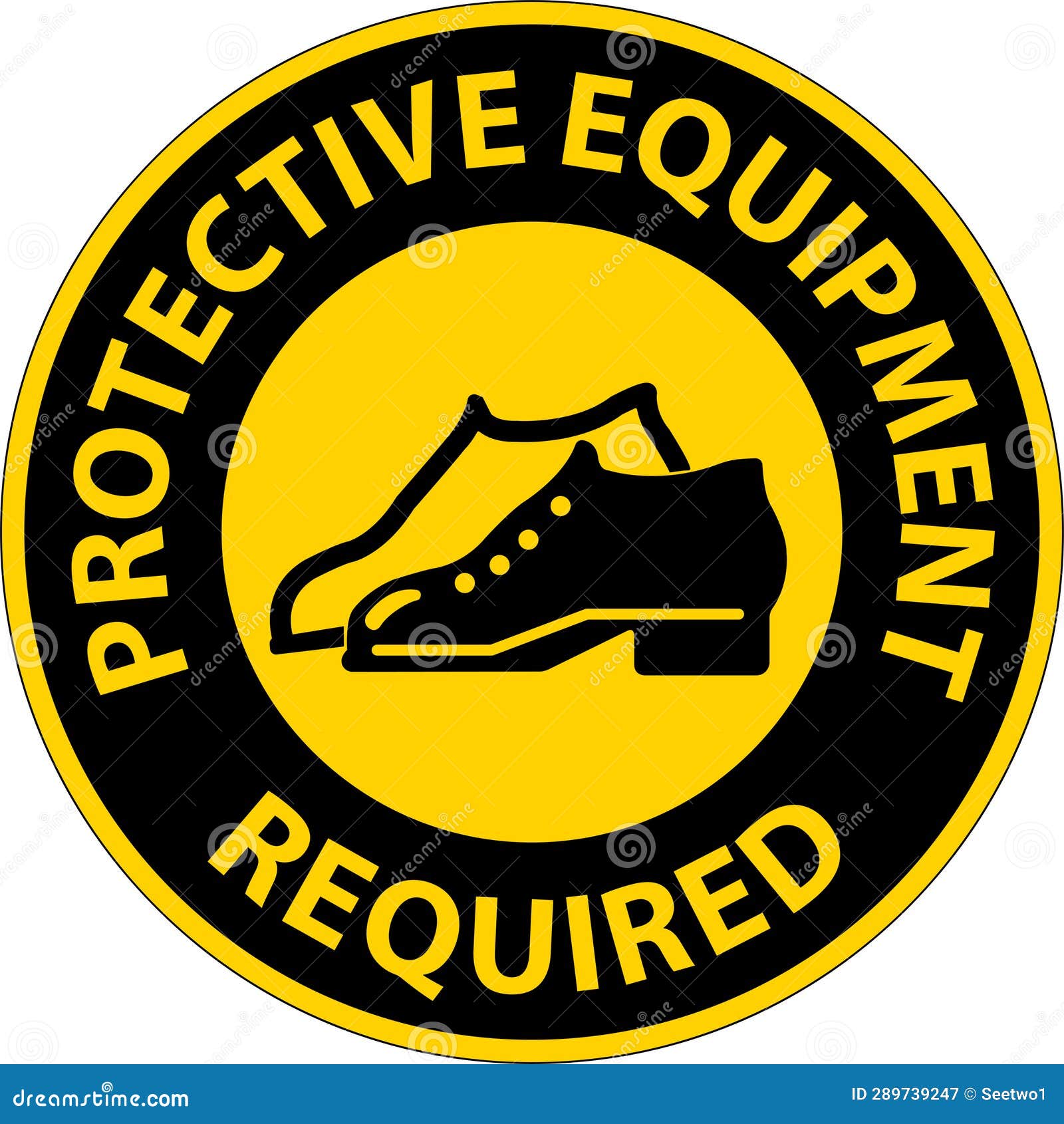 Floor Sign, Protective Equipment Required Stock Vector Illustration