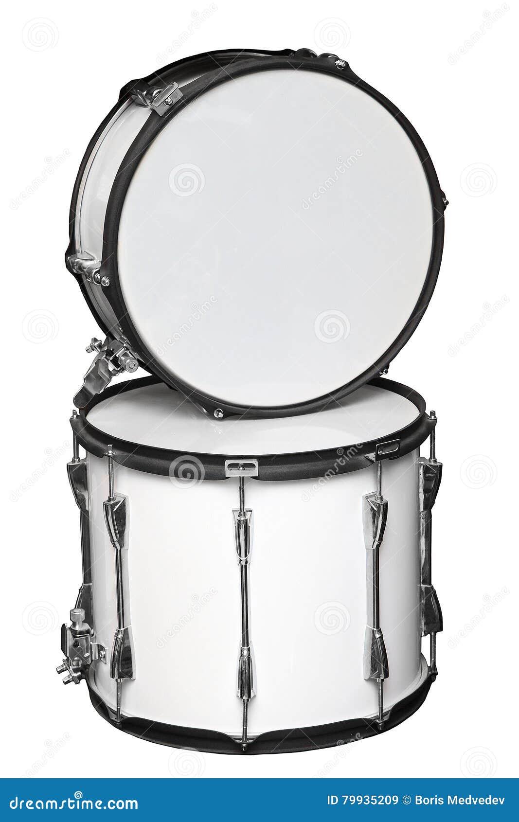 Floor TomTom Drum and Snare Drum Isolated on White Background Stock