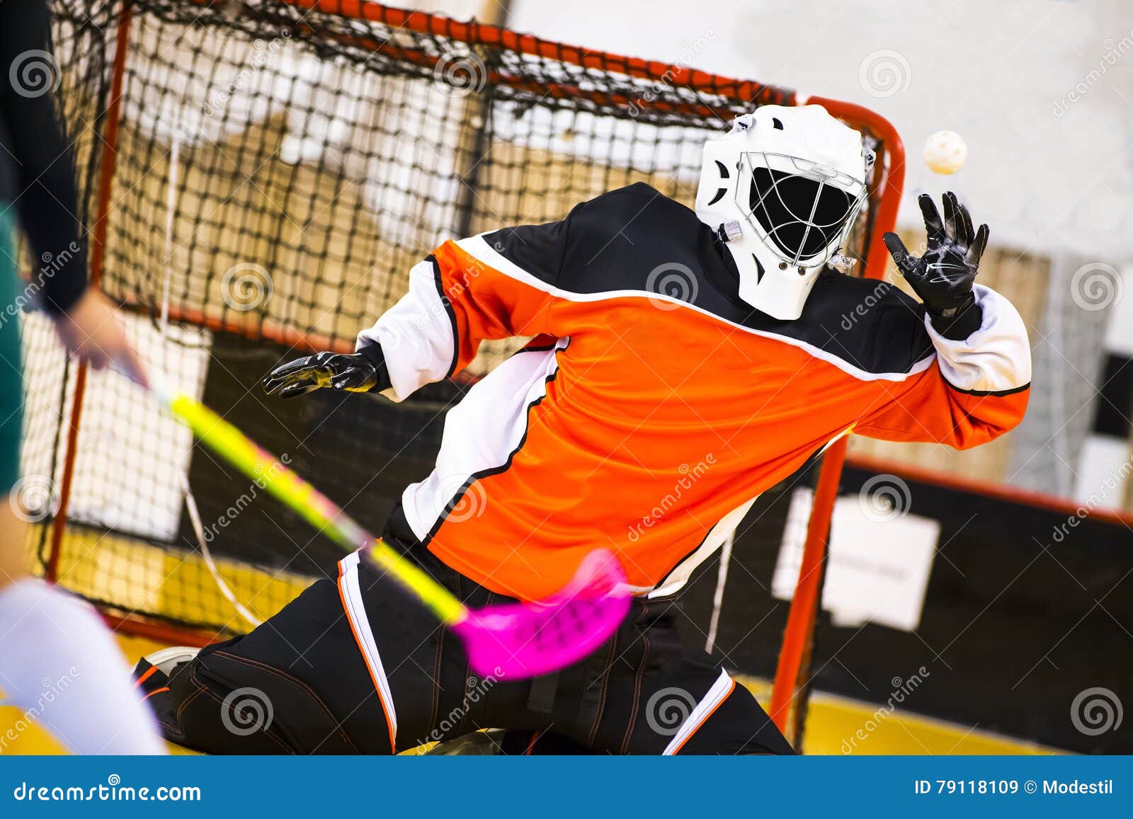 Floorball Goalie editorial stock image. Image of ball 79118109