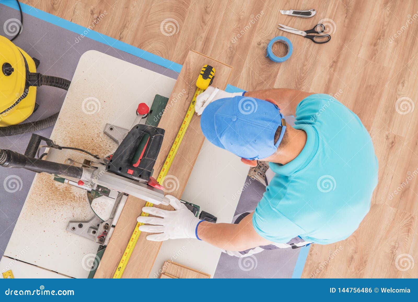 Flooring Contractor At Work Stock Photo Image Of Brand Flooring