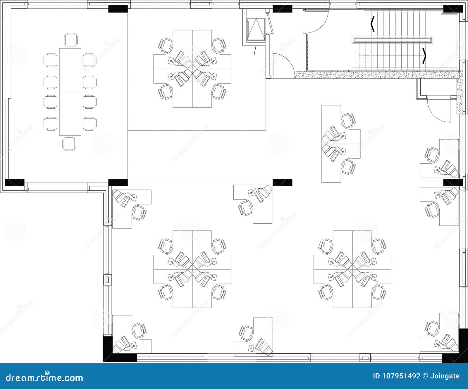 Floorplan Of A Commerical Office Layout Stock Vector