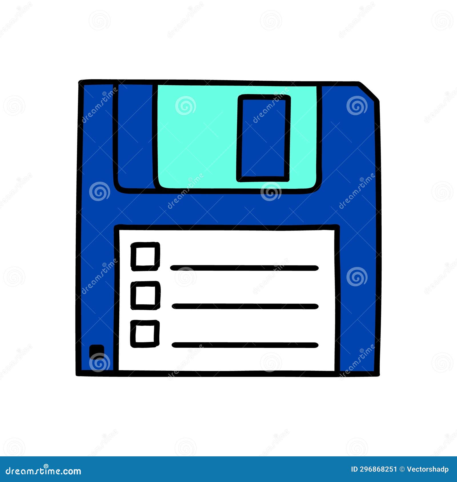 floppy disk retro doodle . nostalgic 1990s disquette . 90s and 00s style hand drawn object