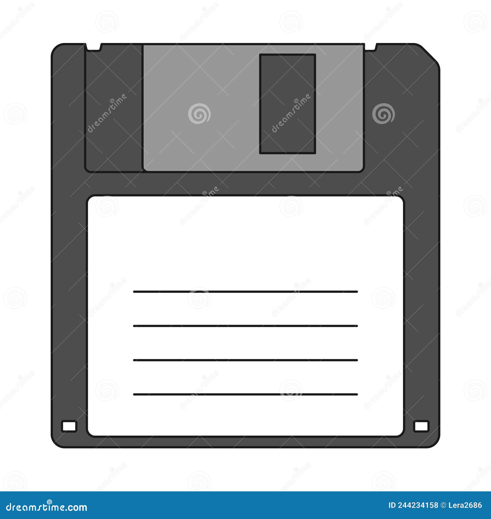 a floppy disk. a vintage device for storing information. old computer equipment. the  of the 90s. color 