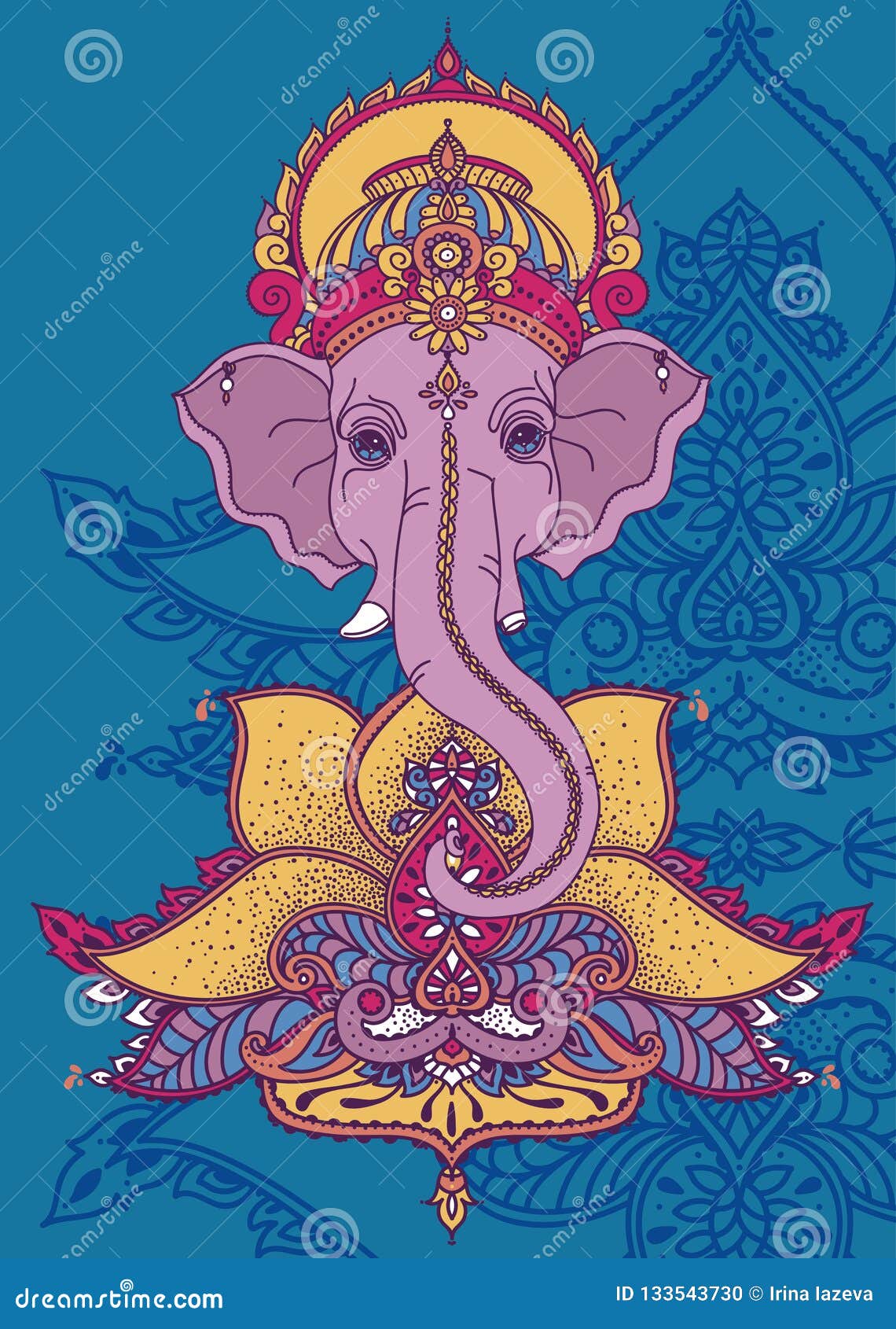 Ganesha e flor de lótus ilustração do vetor. Ilustração de bandeira -  133543730, image size:1140x1690