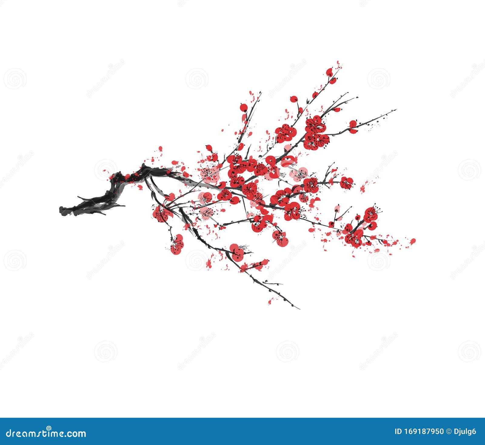 Flor De Sakura Realista Arbol De Cerezo Japones Aislado De Fondo Blanco Vector Ilustracion Del Vector Ilustracion De Cepillo Blanco 169187950