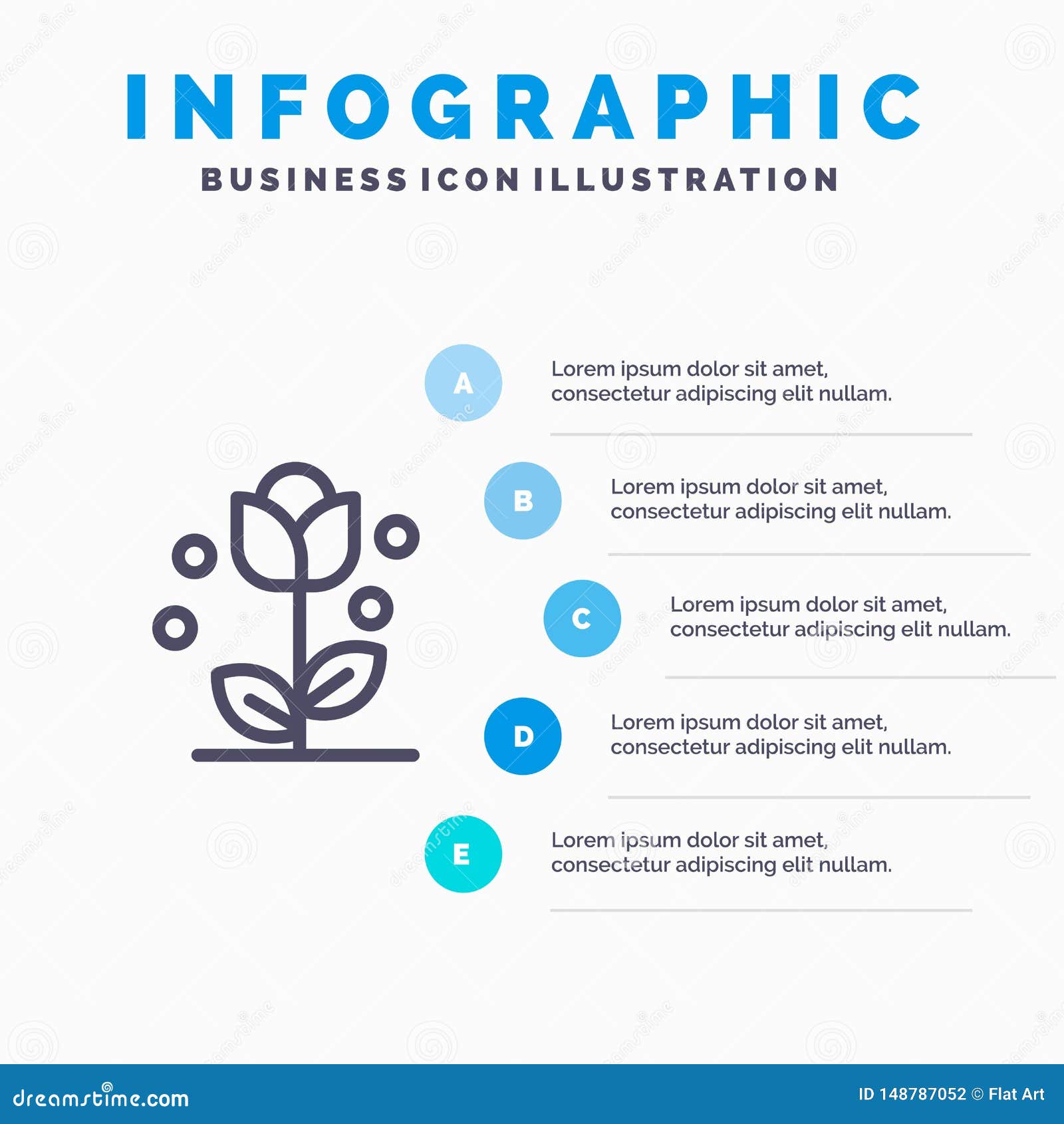Flora Floral Flower Nature Spring Line图标 带有5步演示信息图形背景向量例证 插画包括有line 图标 带有5步演示信息图形背景 Flora Floral Flower Nature Spring