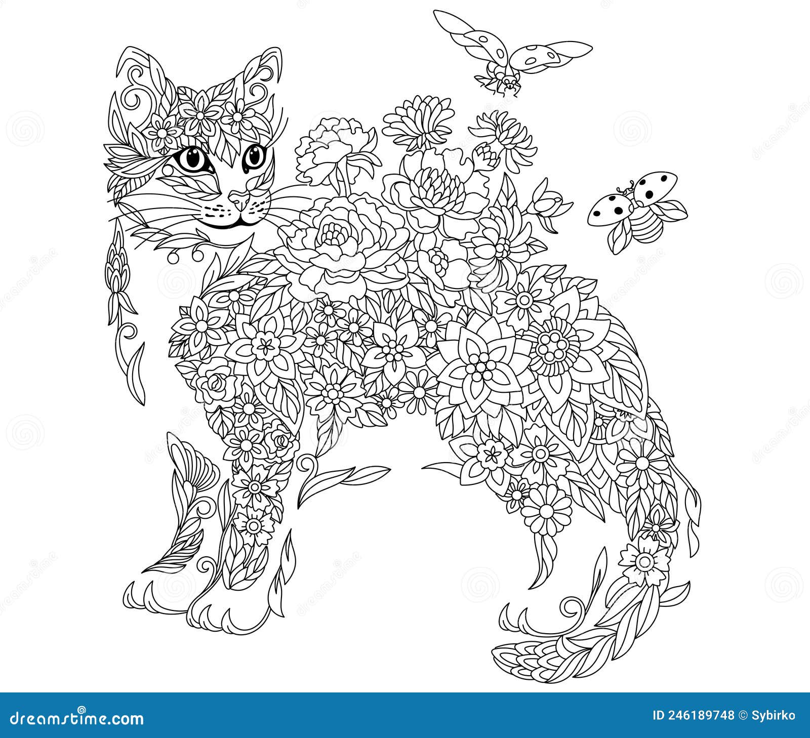 Cats Dogs Illustration Coloring Book Stock Vector (Royalty Free