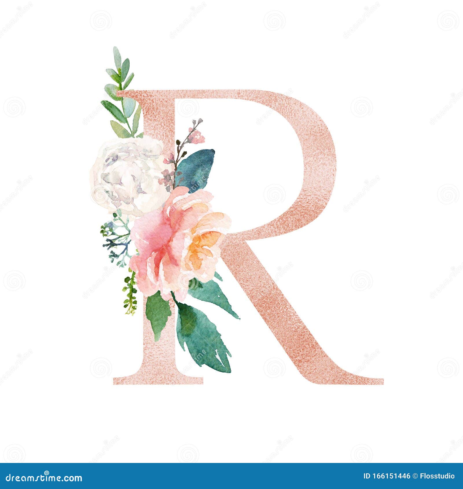 Download Floral Alphabet - Blush / Peach Color Letter R With ...