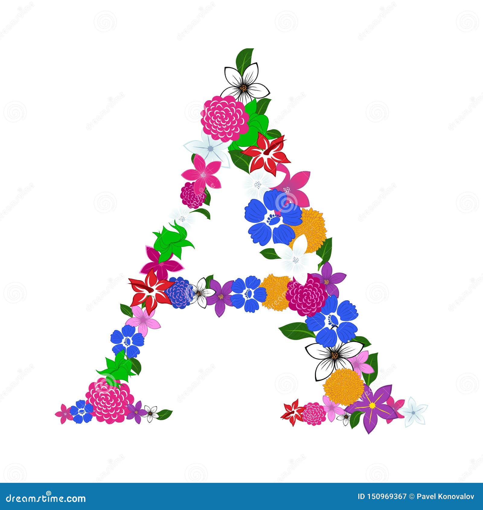 Floral Alphabet Letter stock vector. Illustration of flora - 150969367