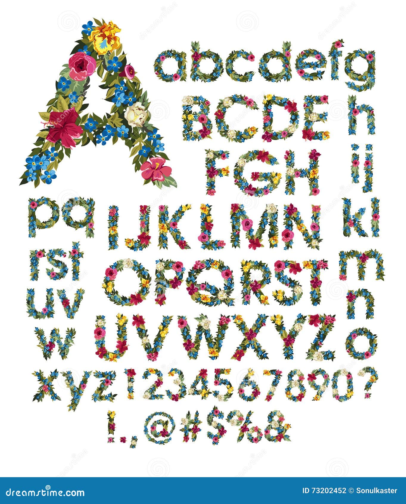 Floral Alphabet. Vector Illustration on White Background. Stock Vector ...