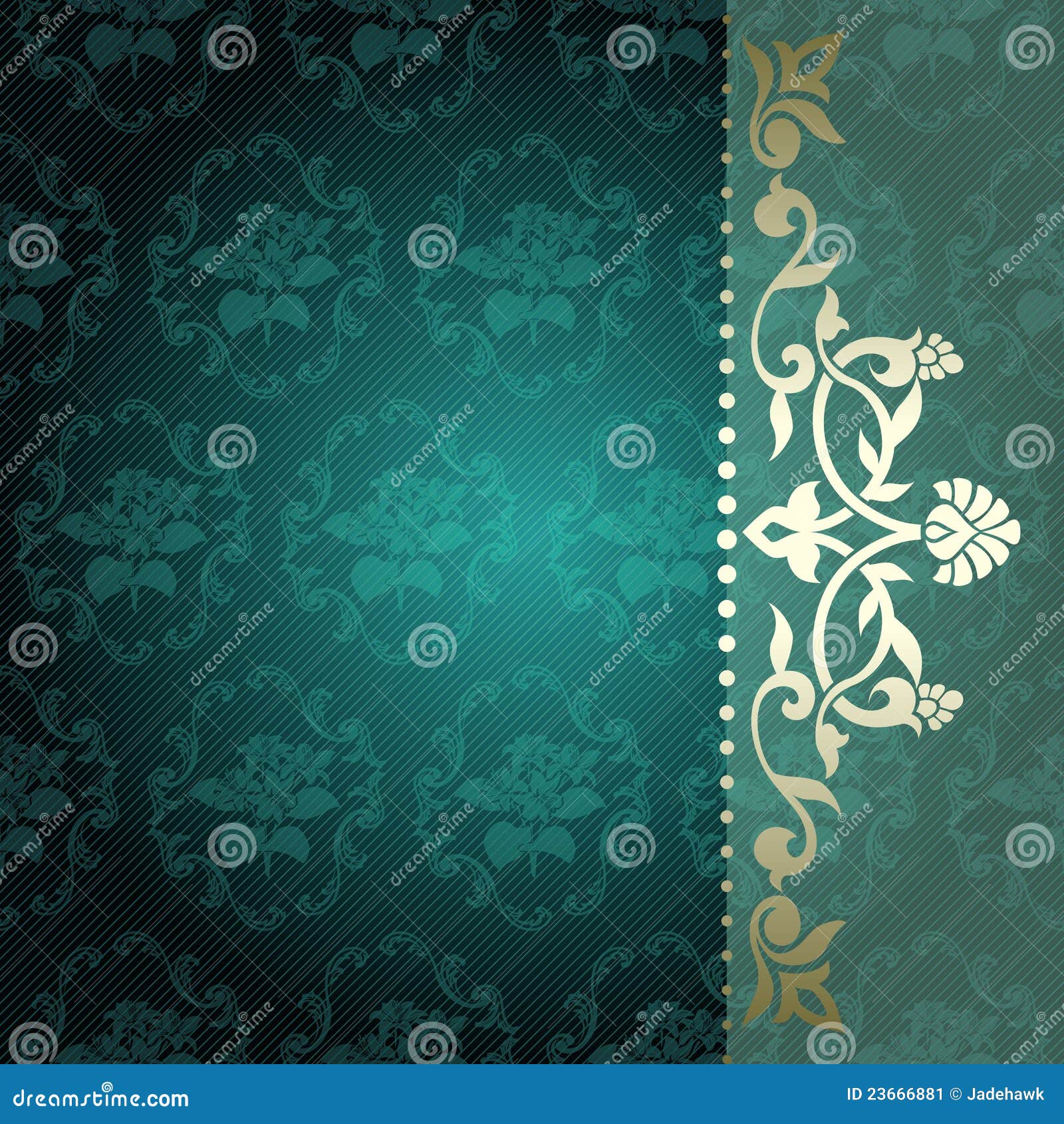 Floral Arabesque Background In Green And Gold Stock Vector ...