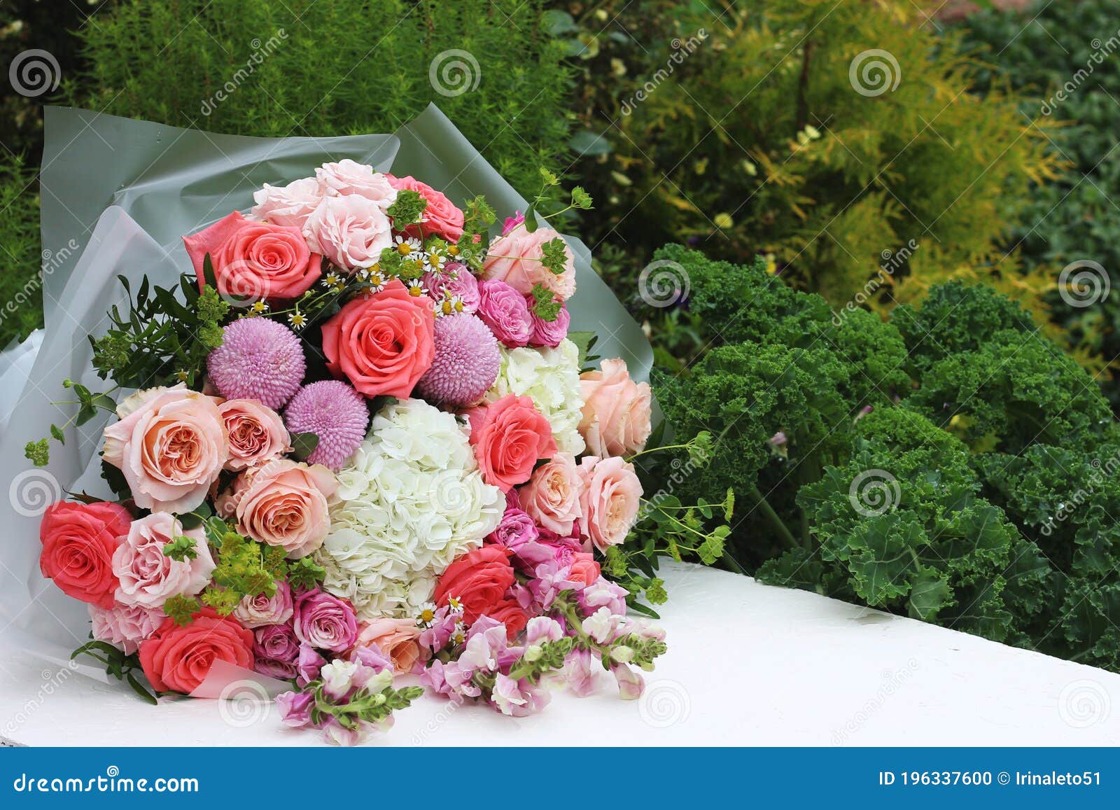 Floral Arrangement or Wedding Bouquet of Pink and White Roses ...