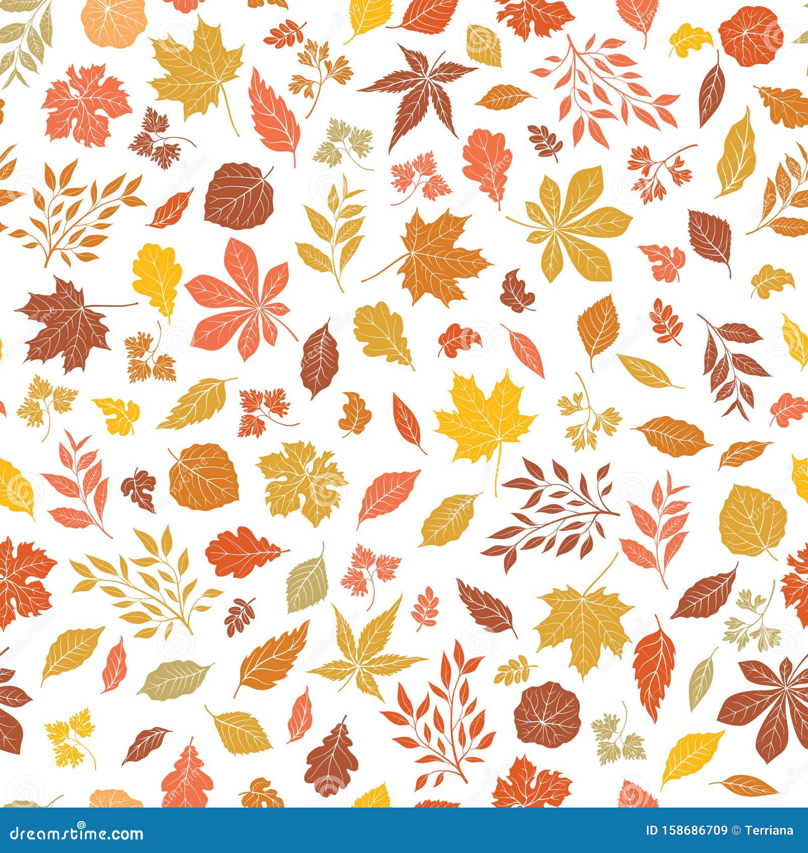 Floral Autumnal Leaf Seamless Pattern. Fall Leaves Background Stock ...