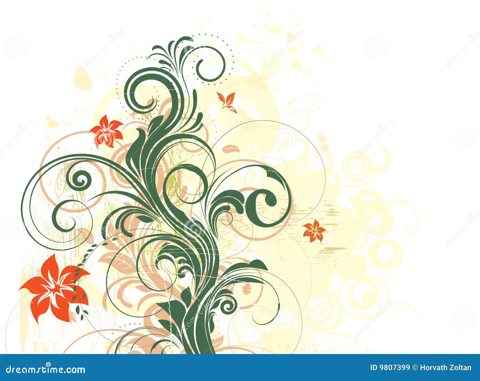 Floral background stock vector. Illustration of curve - 9807399