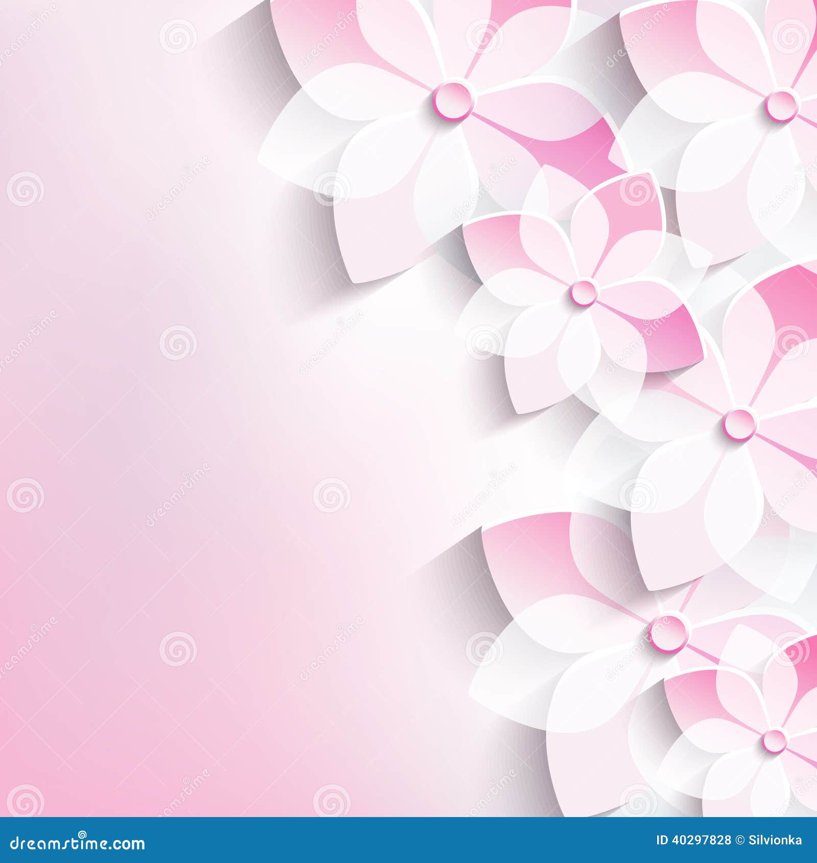 floral background, greeting card, 3d flowers sakur