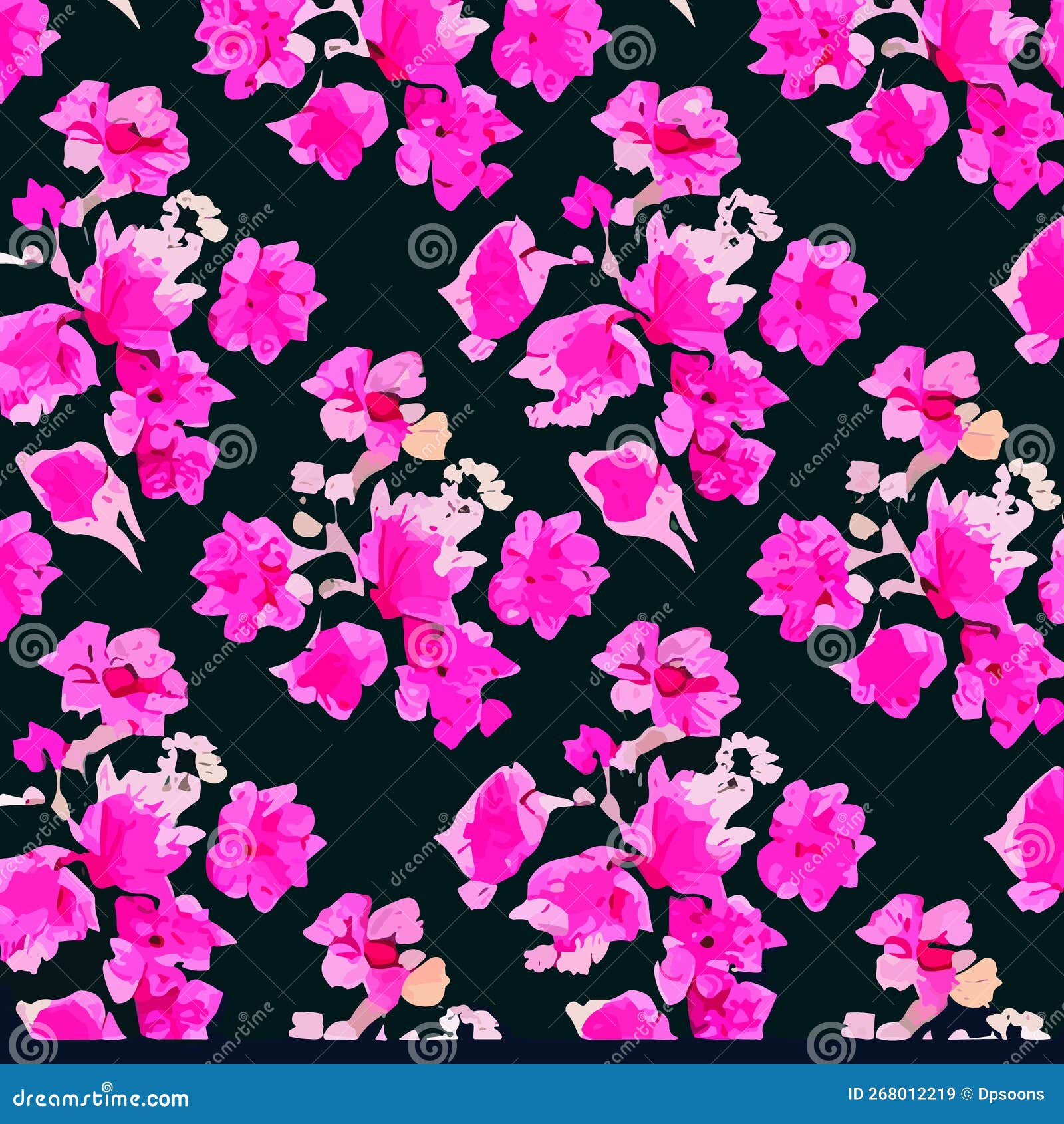Floral Background Pink and Black Vector Illustration Stock Image