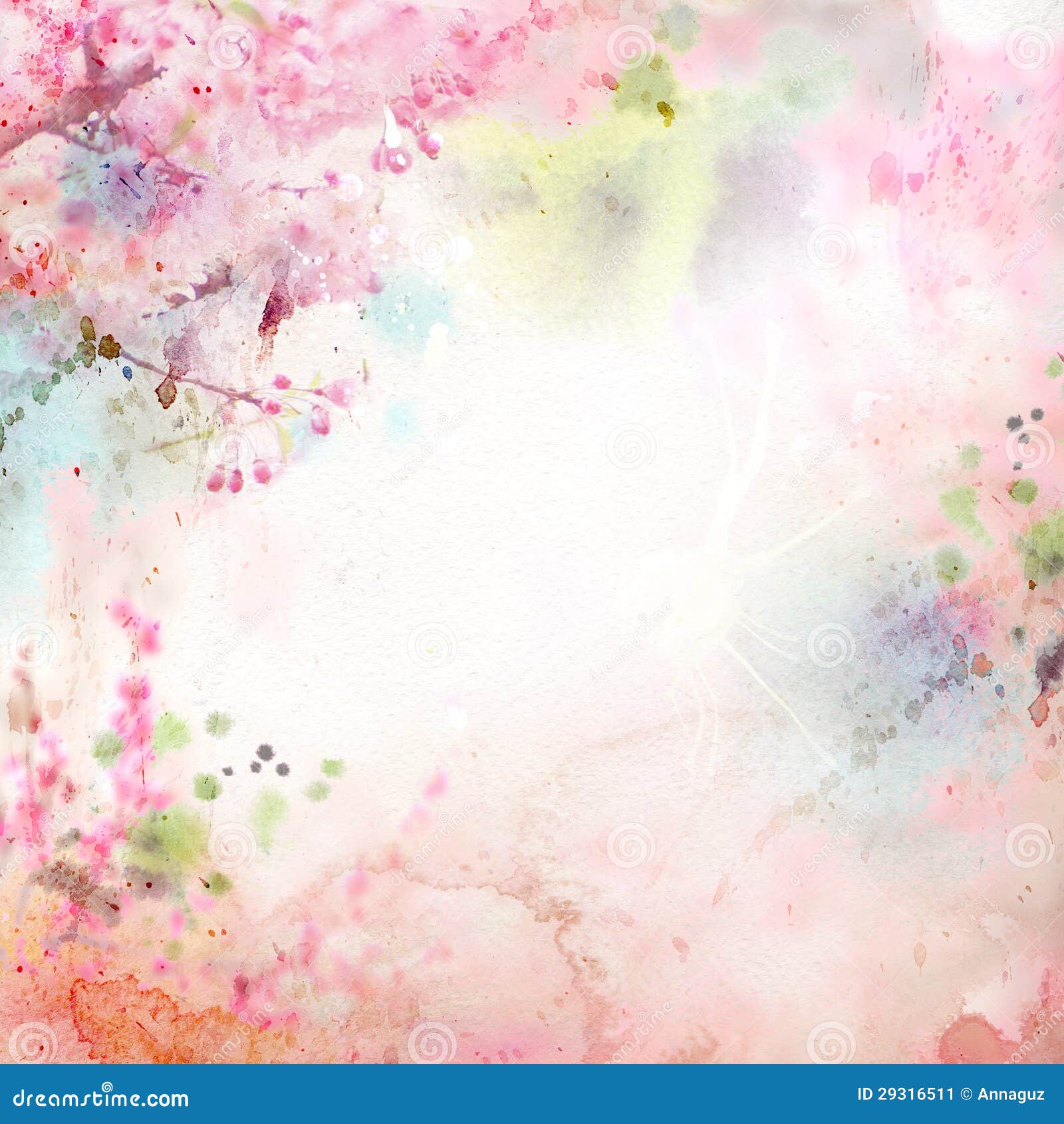 floral background with watercolor sakura