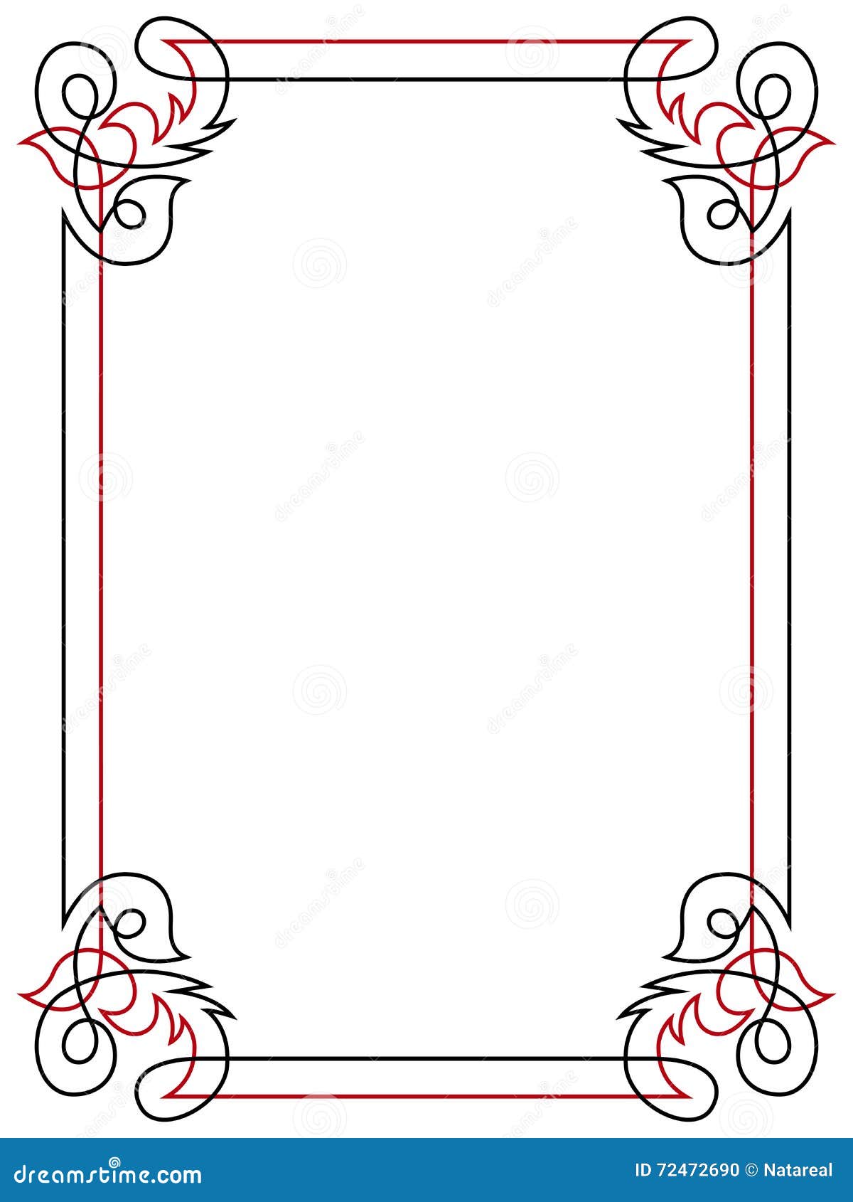 Floral Black and Red Ornamental Frame Stock Vector Illustration of